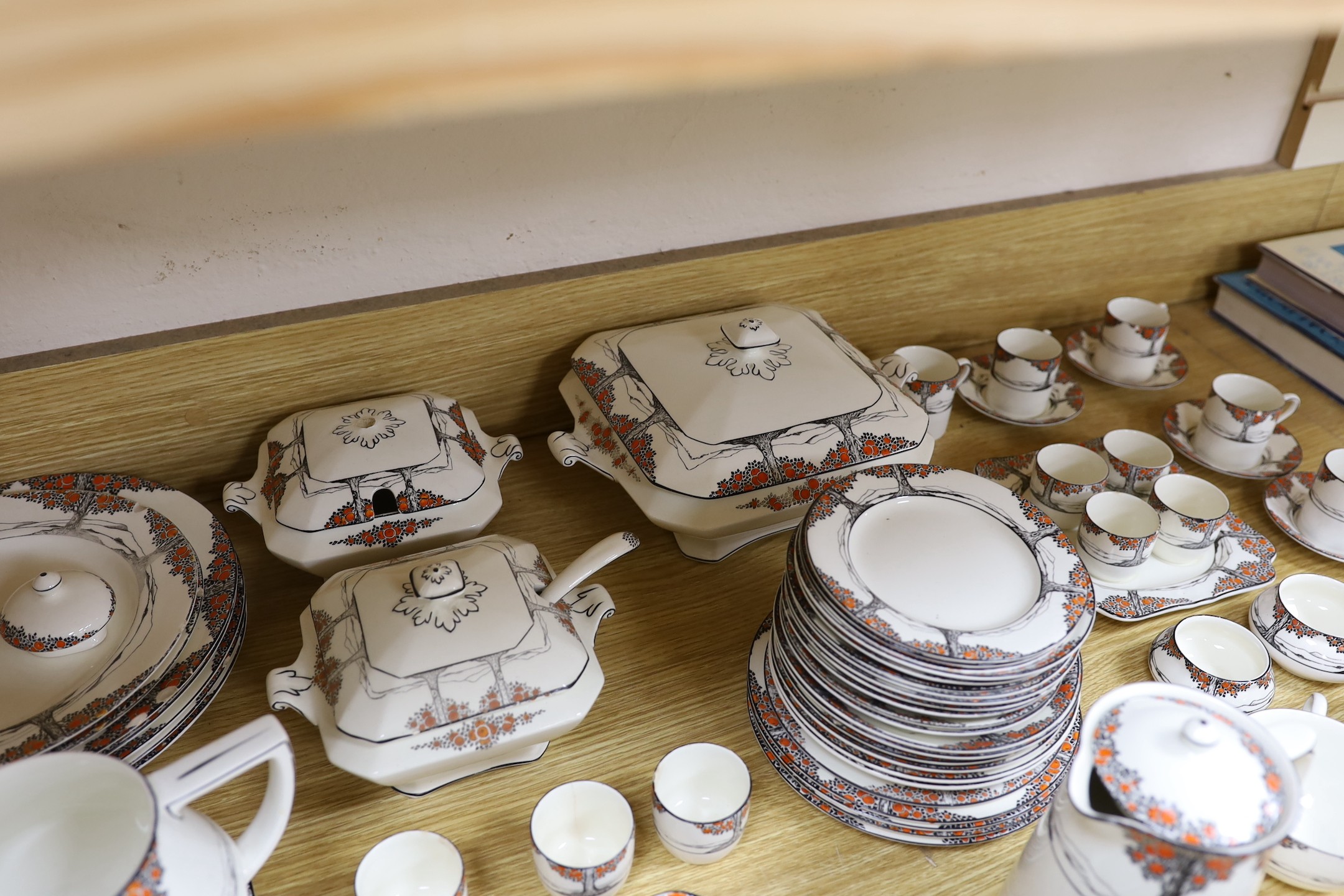 A large quantity of Crown Ducal Orange Tree pattern tea, coffee and dinner wares